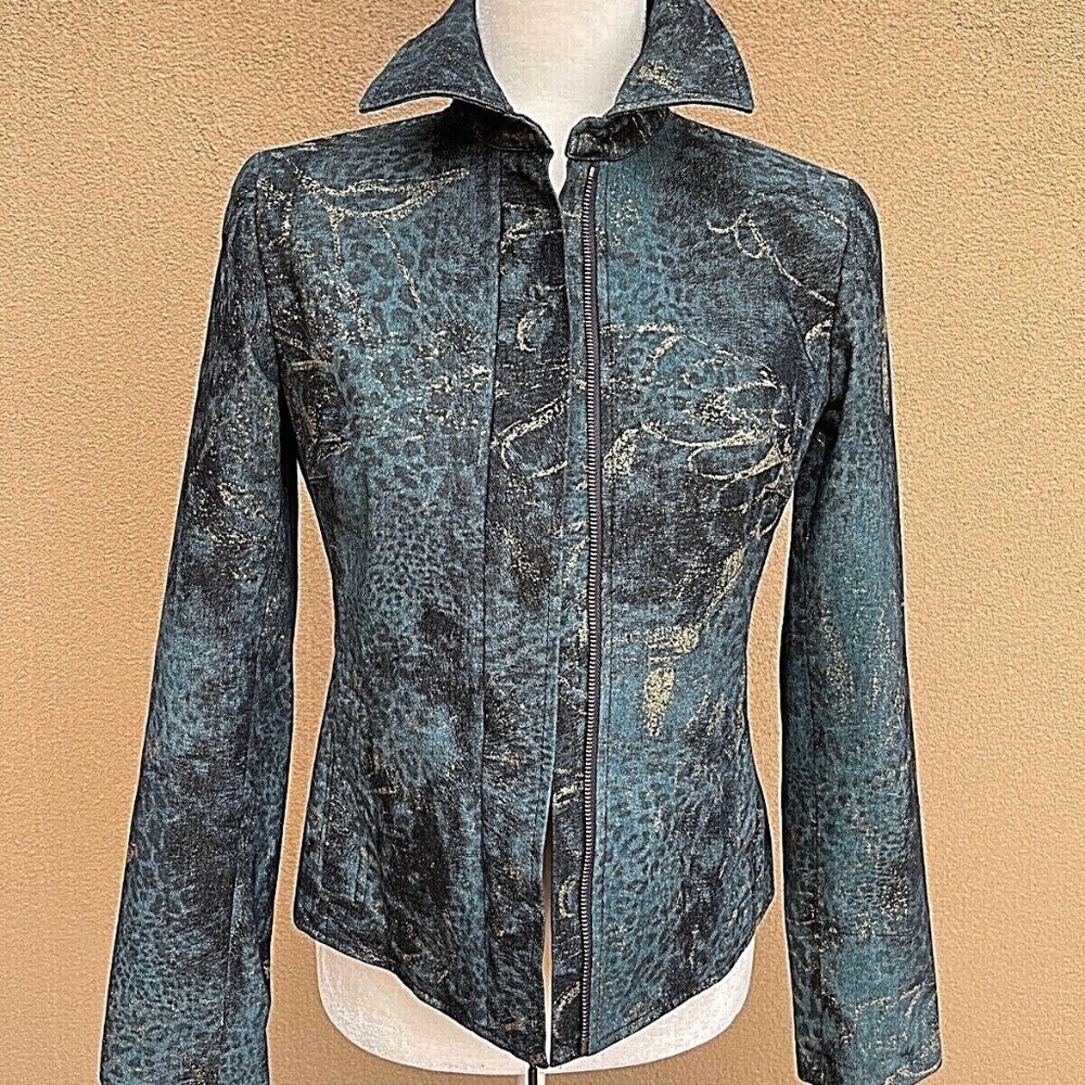 Doncaster Sport Navy with Black and gold marbling jacket. Size 2. NWOT!